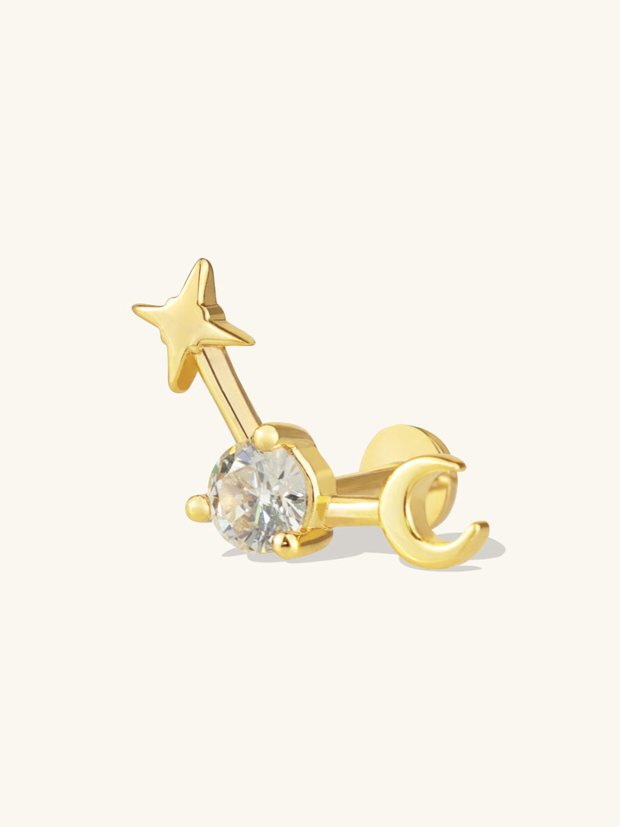 Birthstone Constellation Gold Flat Back Earring | Wanderlust + Co