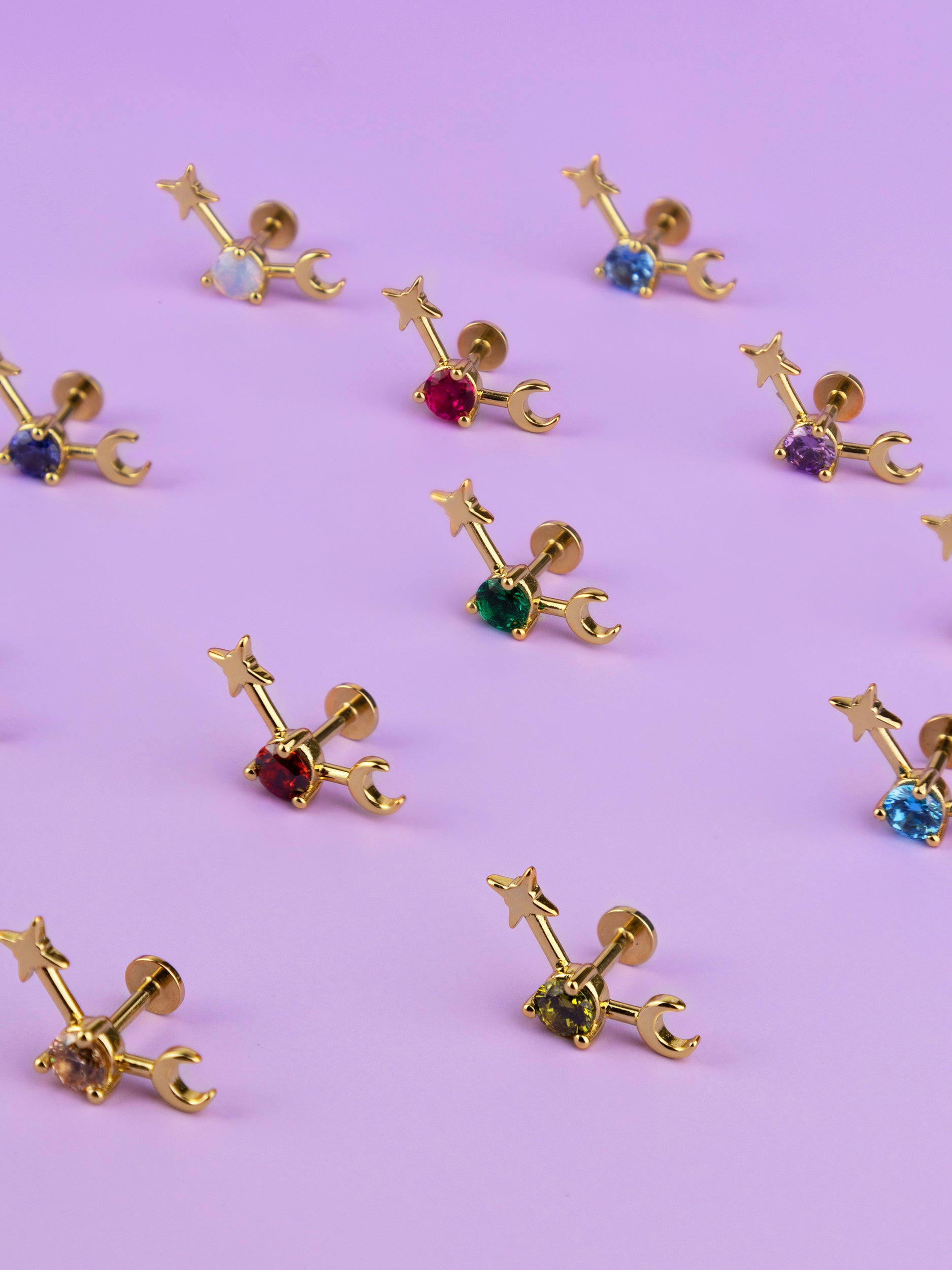 Birthstone Constellation Gold Flat Back Earring | Wanderlust + Co