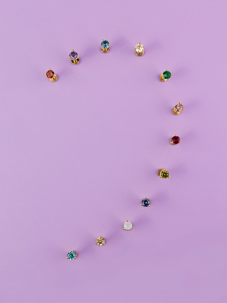 Birthstone Gold Flat Back Earring | Wanderlust + Co