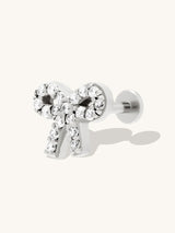 Bow Pave Silver Flat Back Earring | Wanderlust + Co