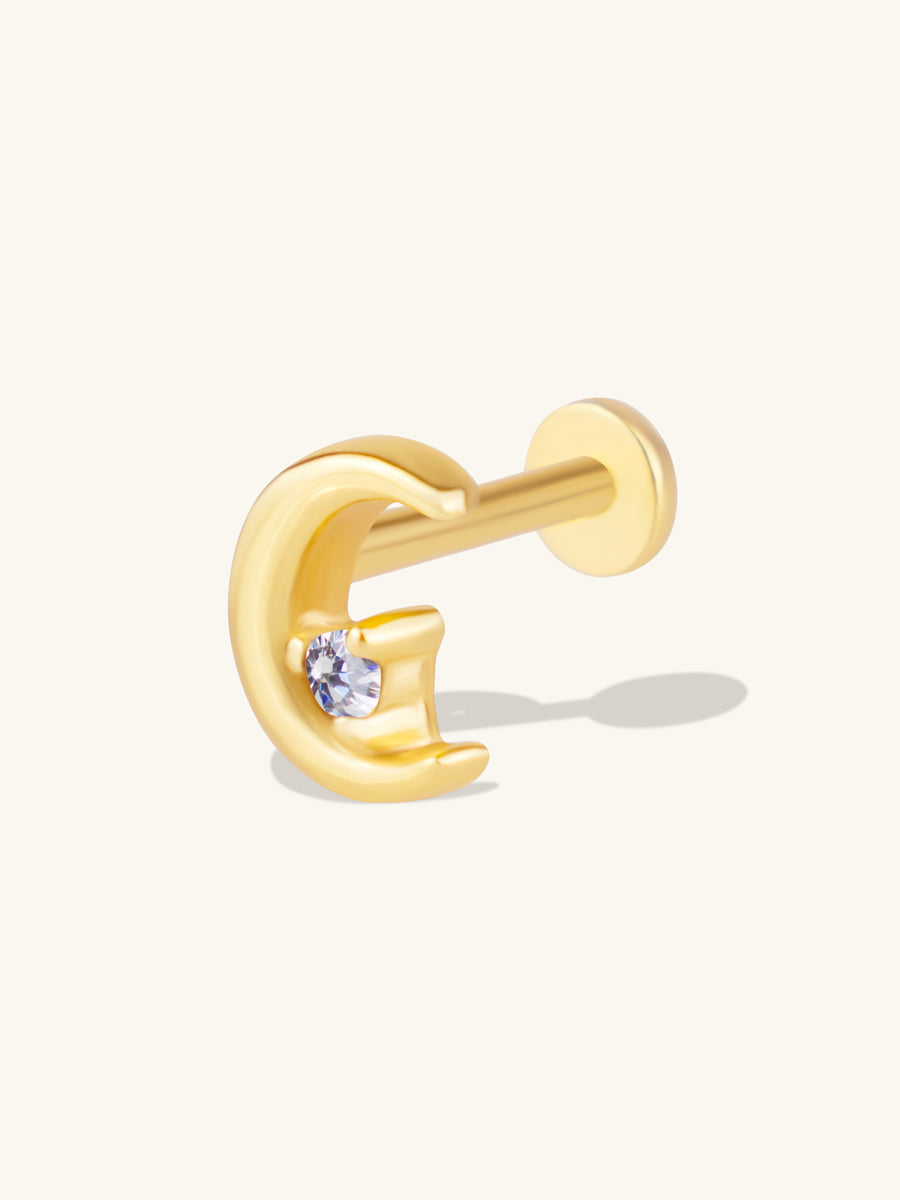 Crescent Diamante Gold Flat Back Earring | Wanderlust + Co