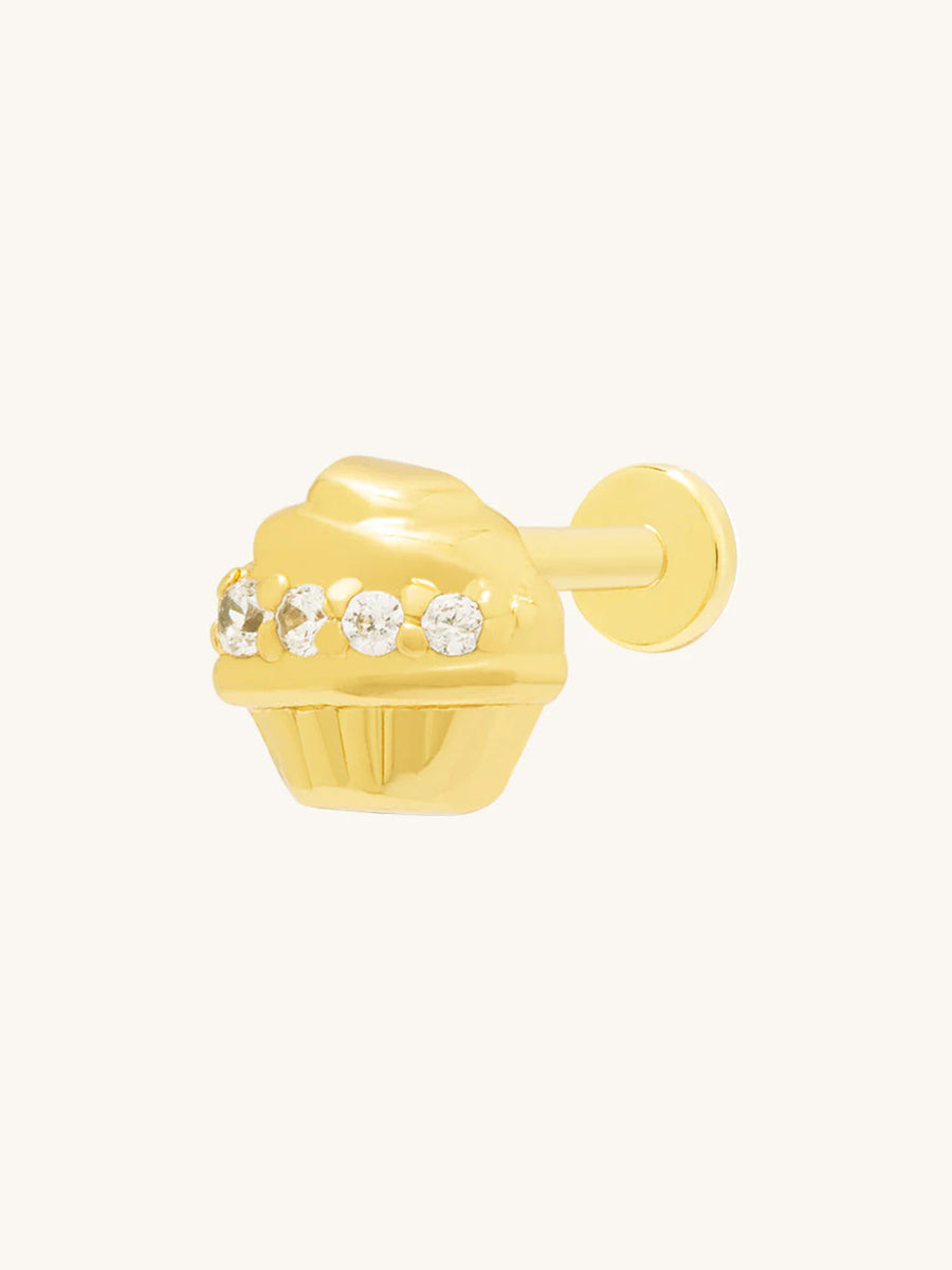 Cupcake Gold Flat Back Earring | Wanderlust + Co