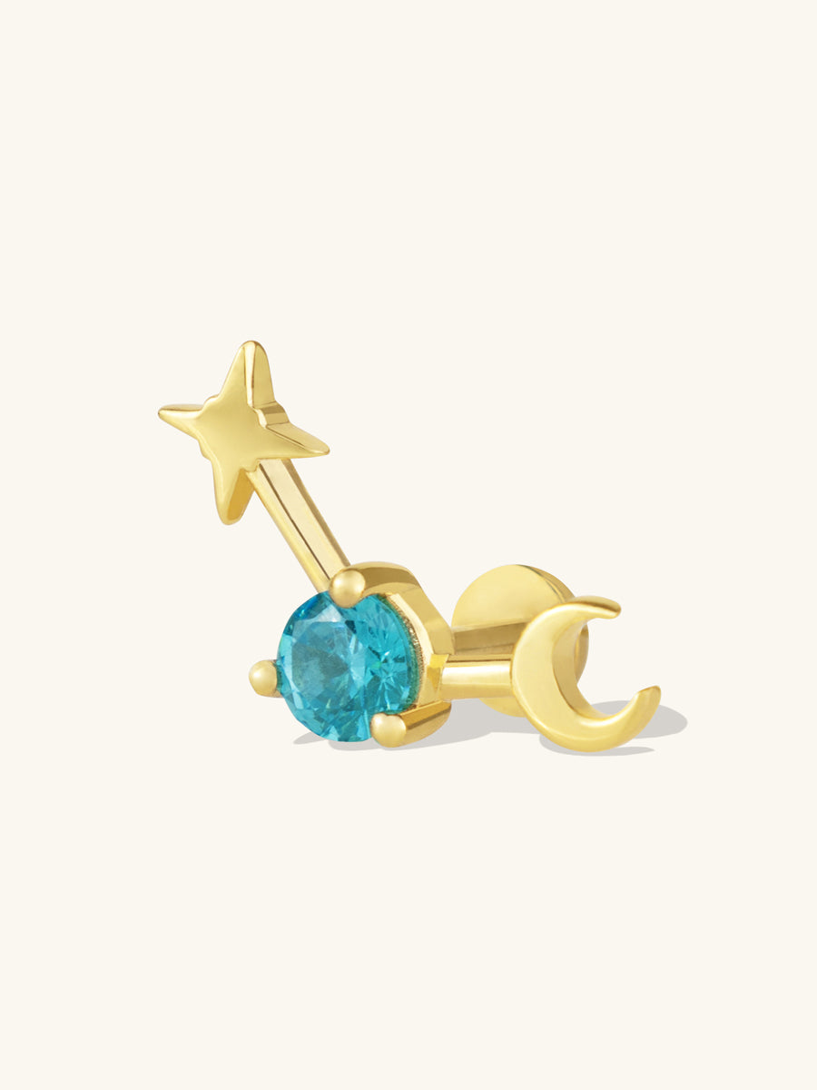 Birthstone Constellation Gold Flat Back Earring