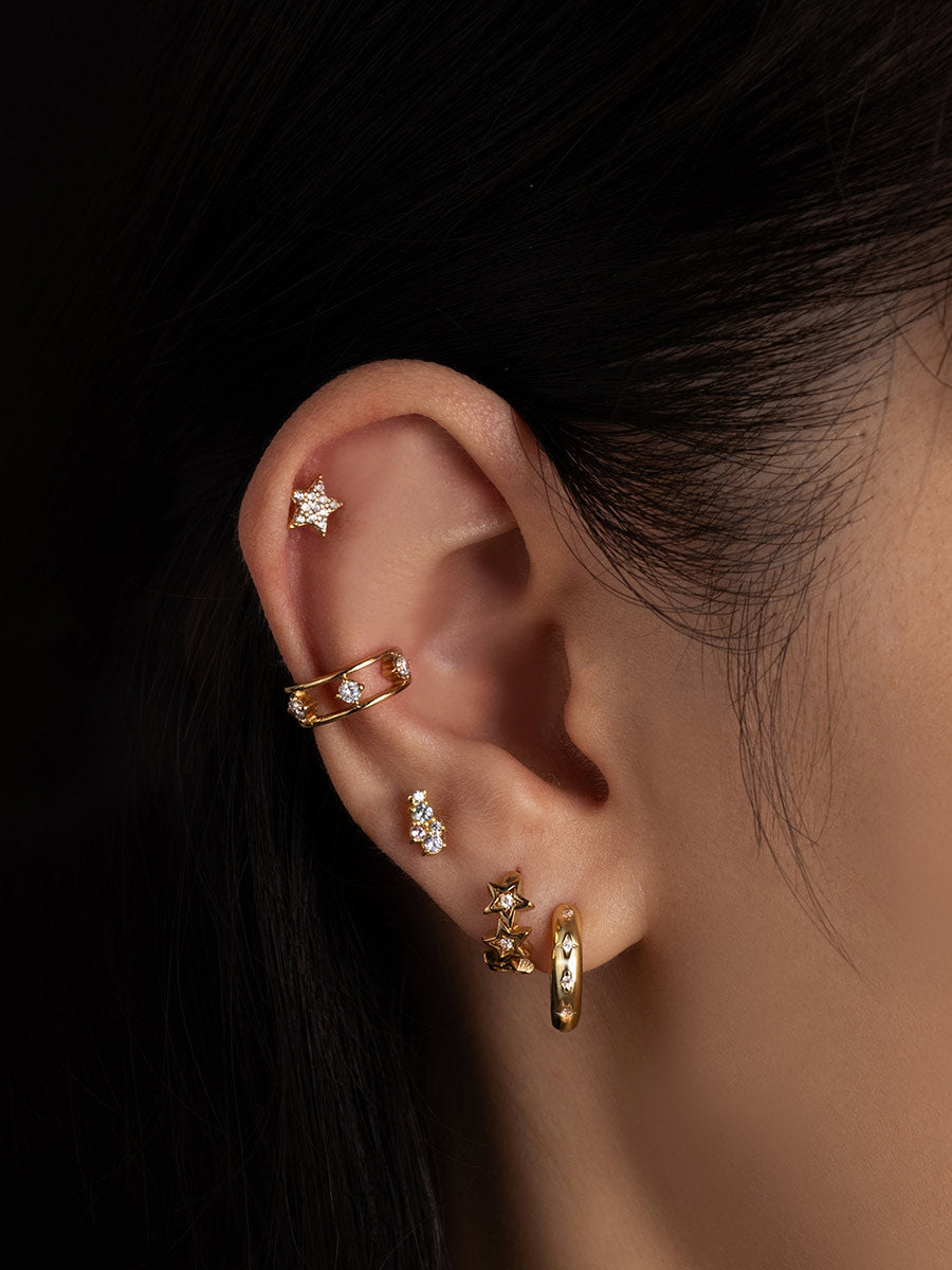 Constellation 10mm 14K Gold Vermeil Huggie Earrings | Wanderlust + Co