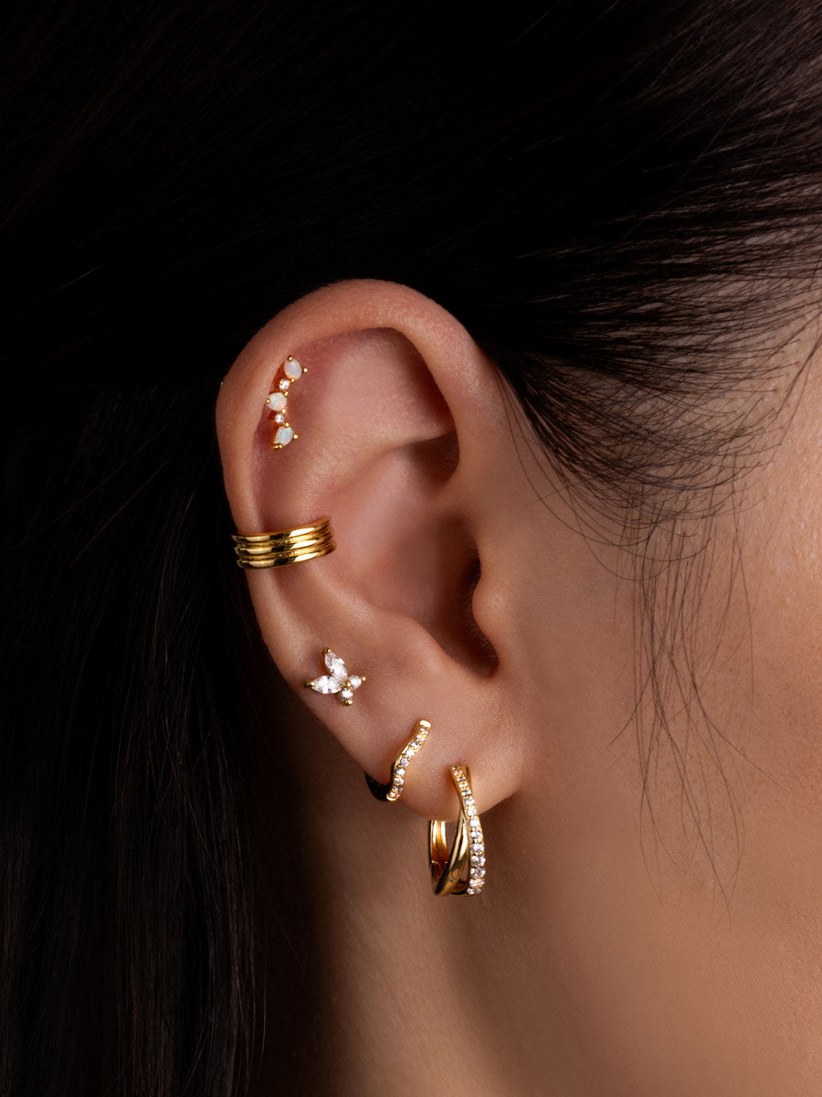 Twist Pave 14K Gold Vermeil 12mm Huggie Earrings | Wanderlust + Co