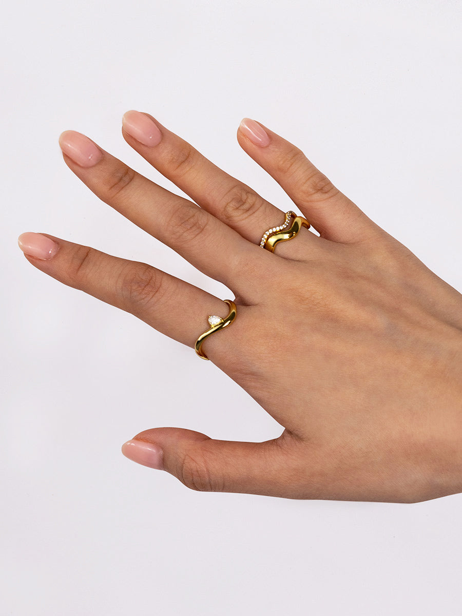 Flow Diamante 14K Gold Vermeil Ring