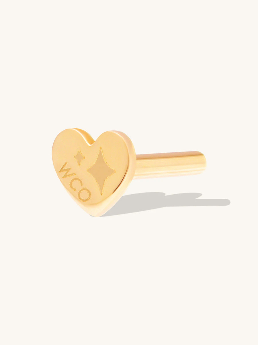 Heart 14K Solid Gold Flat Back Earring Post | Wanderlust + Co