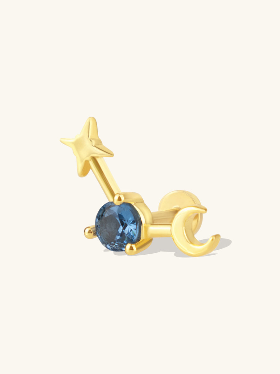 Birthstone Constellation Gold Flat Back Earring