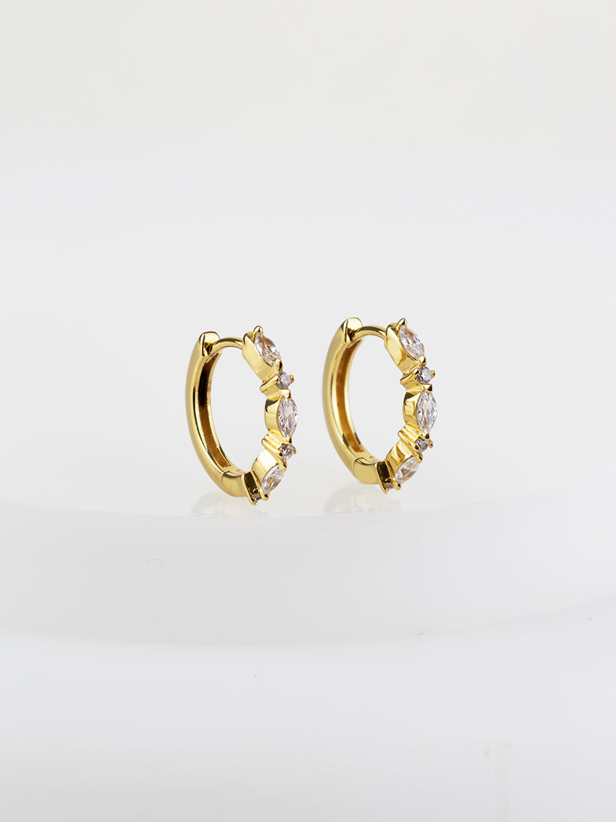 Marquise Pave Gold 11mm Huggie Earrings | Wanderlust + Co