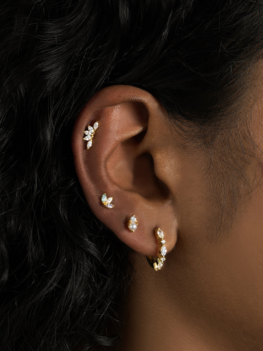 Marquise Pave Gold 11mm Huggie Earrings | Wanderlust + Co