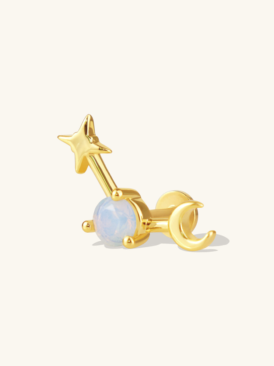 Birthstone Constellation Gold Flat Back Earring
