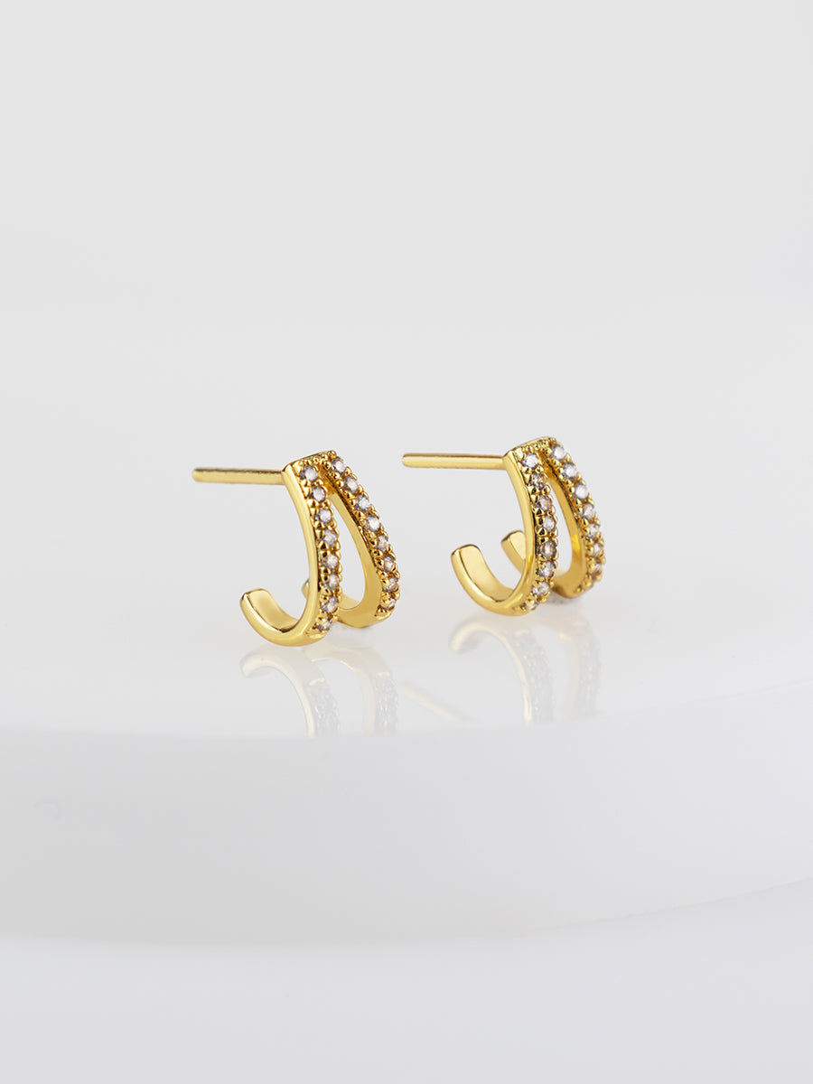 Pave V Gold Stud Earrings | Wanderlust + Co
