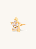 Star Diamante 14K Solid Gold Front Earring Stud