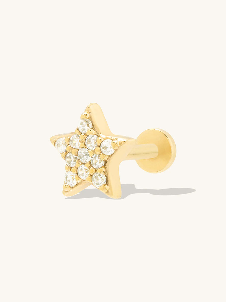 Star Pave Gold Flat Back Earring | Wanderlust + Co