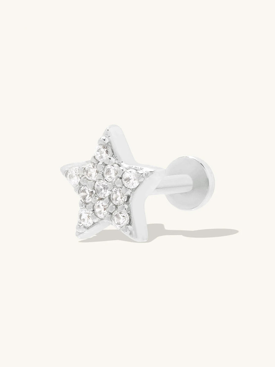 Star Pave Silver Flat Back Earring | Wanderlust + Co