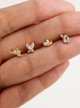 Trio Baguette Rainbow & Gold Flat Back Earring