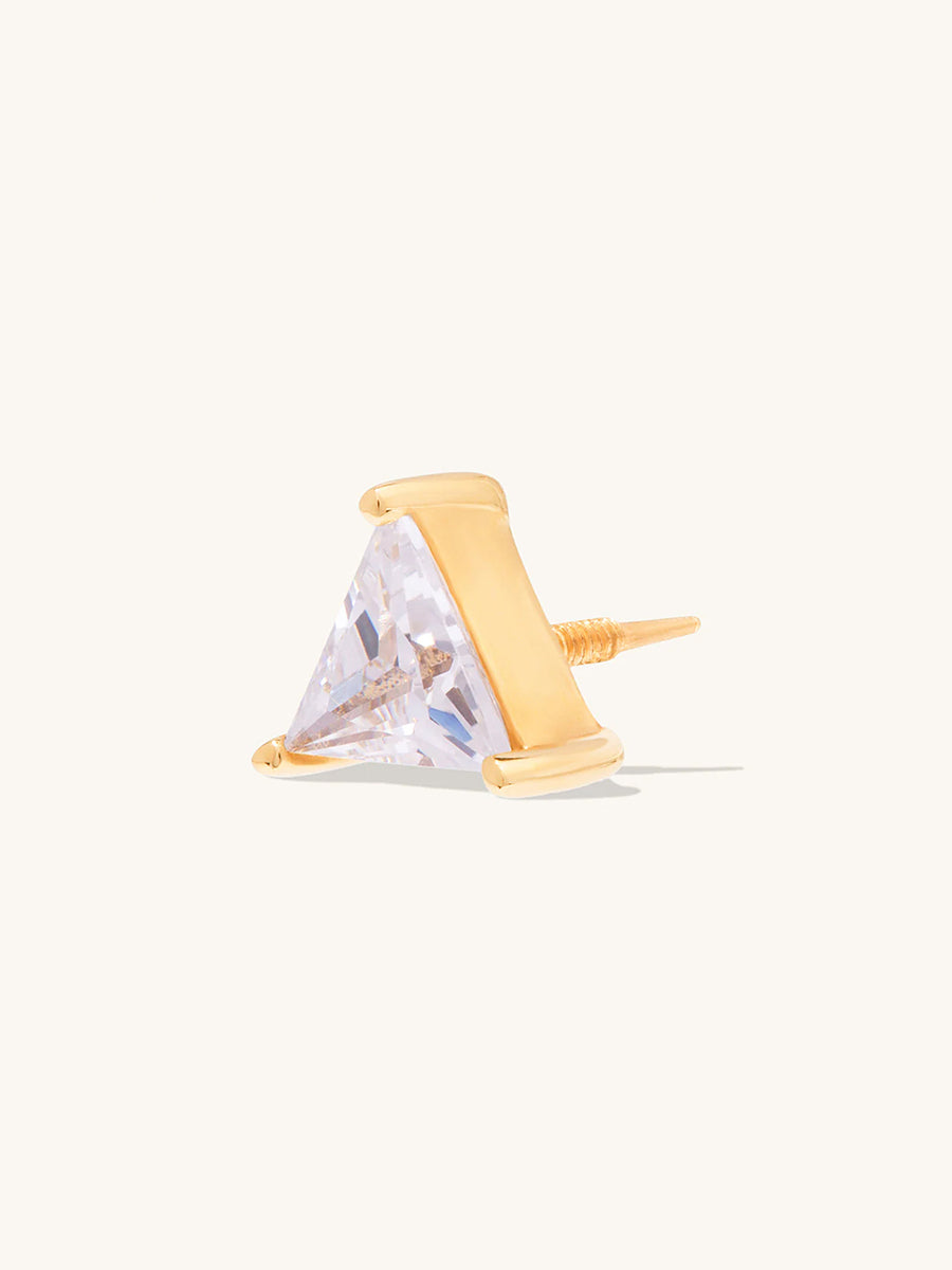 Triangle Diamante 14K Solid Gold Front Earring Stud | Wanderlust + Co