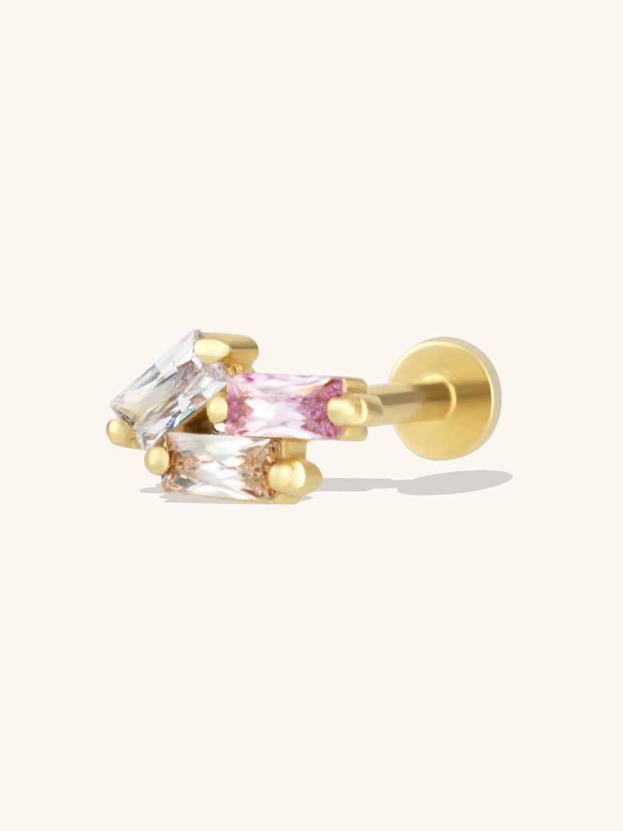 Trio Baguette Rainbow & Gold Flat Back Earring | Wanderlust + Co