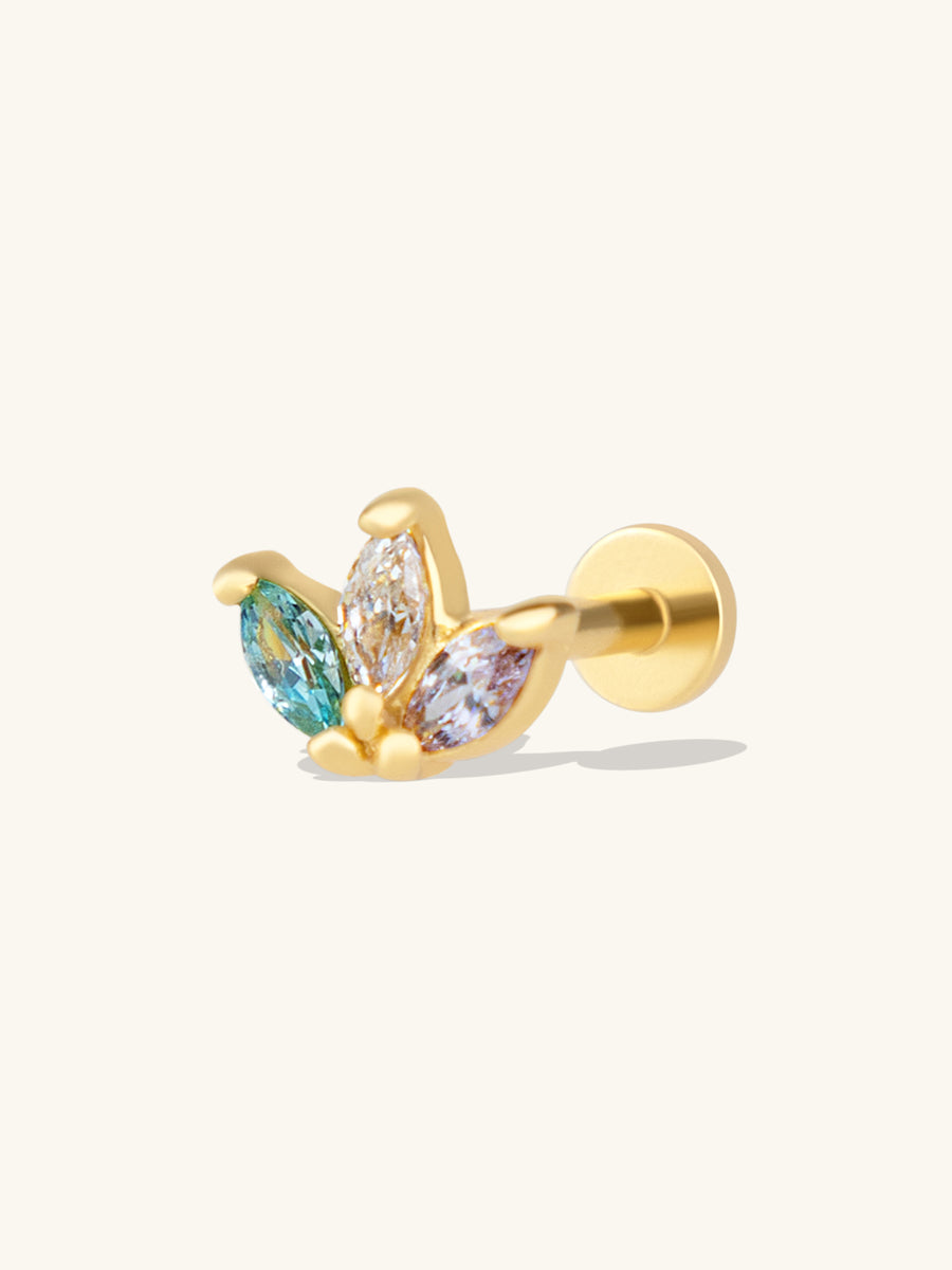 Trio Marquise Rainbow & Gold Flat Back Earring | Wanderlust + Co