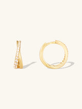 Twist Pave 14K Gold Vermeil 12mm Huggie Earrings | Wanderlust + Co