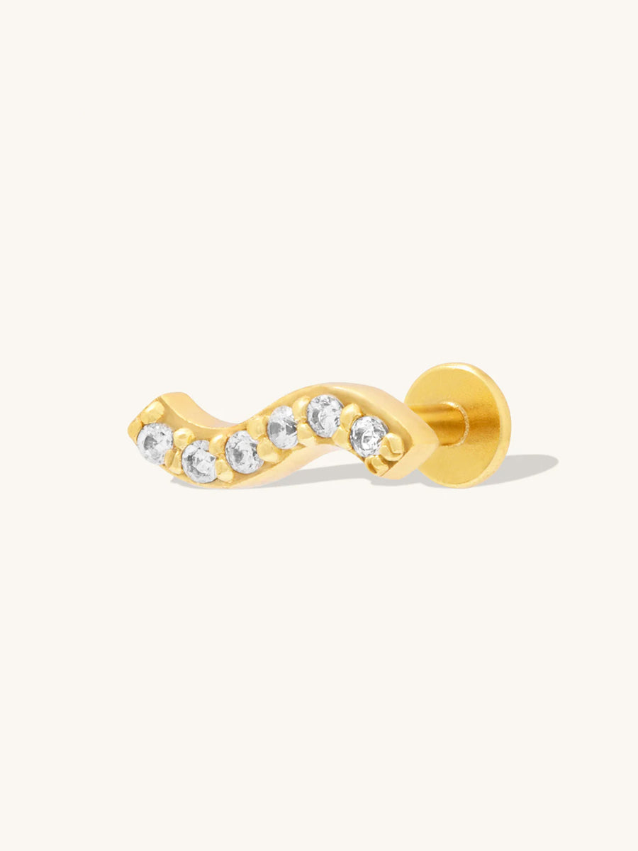 Wave Pave Gold Flat Back Earring | Wanderlust + Co