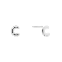Alphabet Bubble Silver Stud Earrings