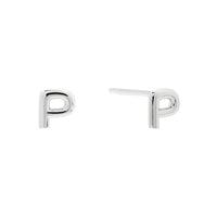 Alphabet Bubble Silver Stud Earrings