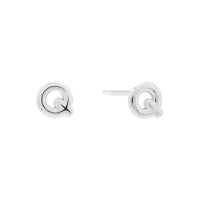 Alphabet Bubble Silver Stud Earrings