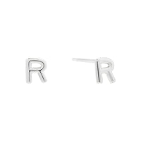 Alphabet Bubble Silver Stud Earrings