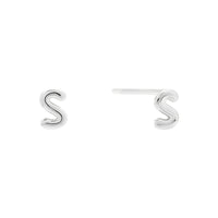 Alphabet Bubble Silver Stud Earrings