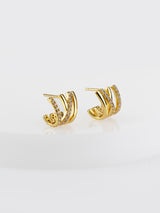 Double Pave V Gold Stud Earrings | Wanderlust + Co