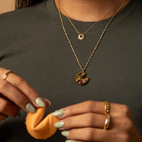 Fortune Cookie Gold Locket Necklace | Wanderlust + Co