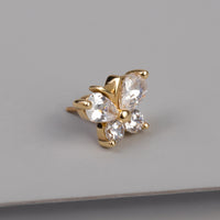 Flutter Diamante 14K Solid Gold Front Earring Stud | Wanderlust + Co
