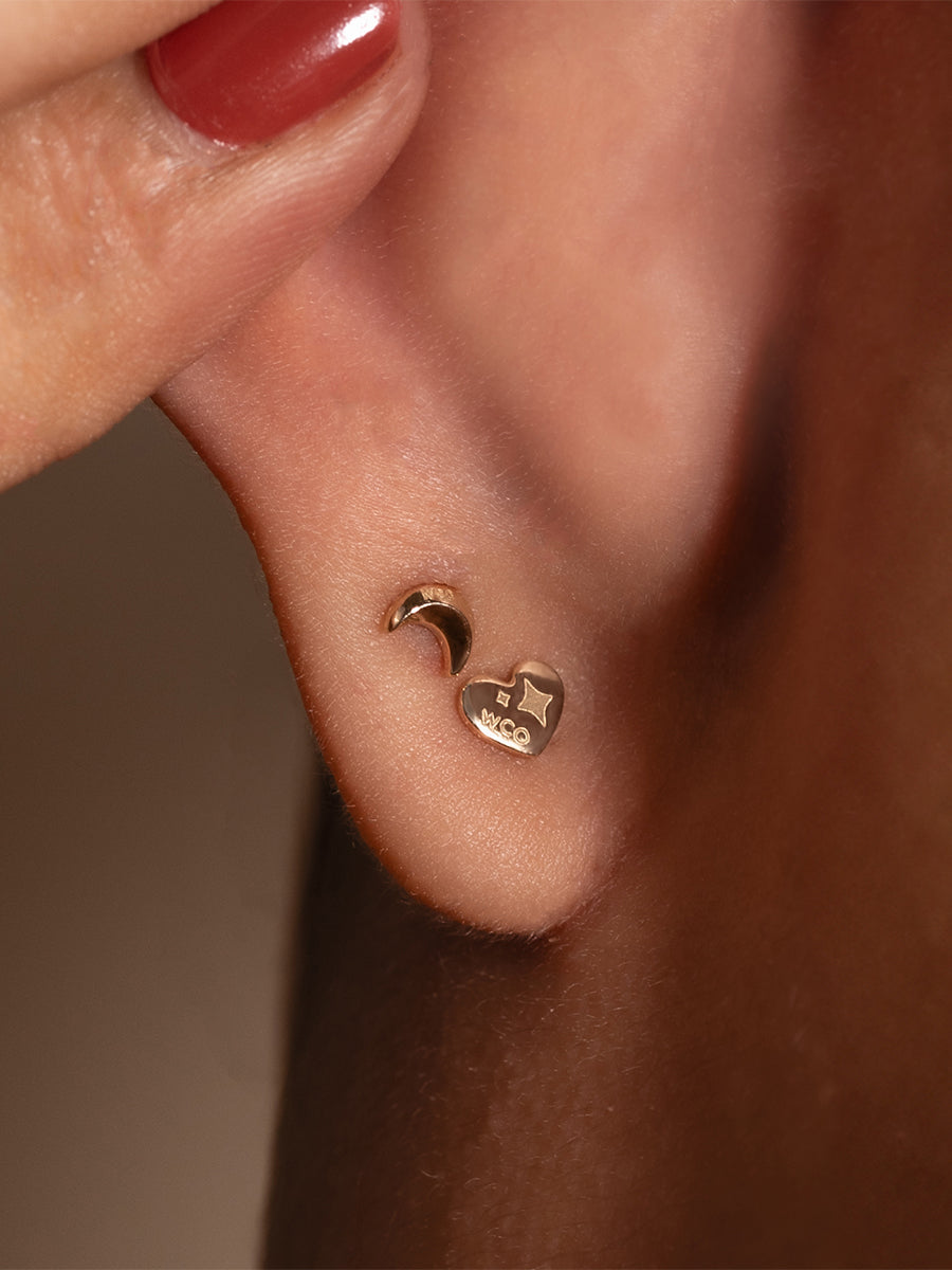 Crescent 14K Solid Gold Flat Back Earring Post | Wanderlust + Co