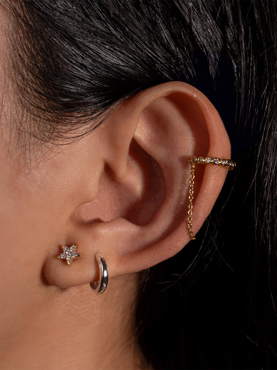 Star Diamante 14K Solid Gold Front Earring Stud | Wanderlust + Co