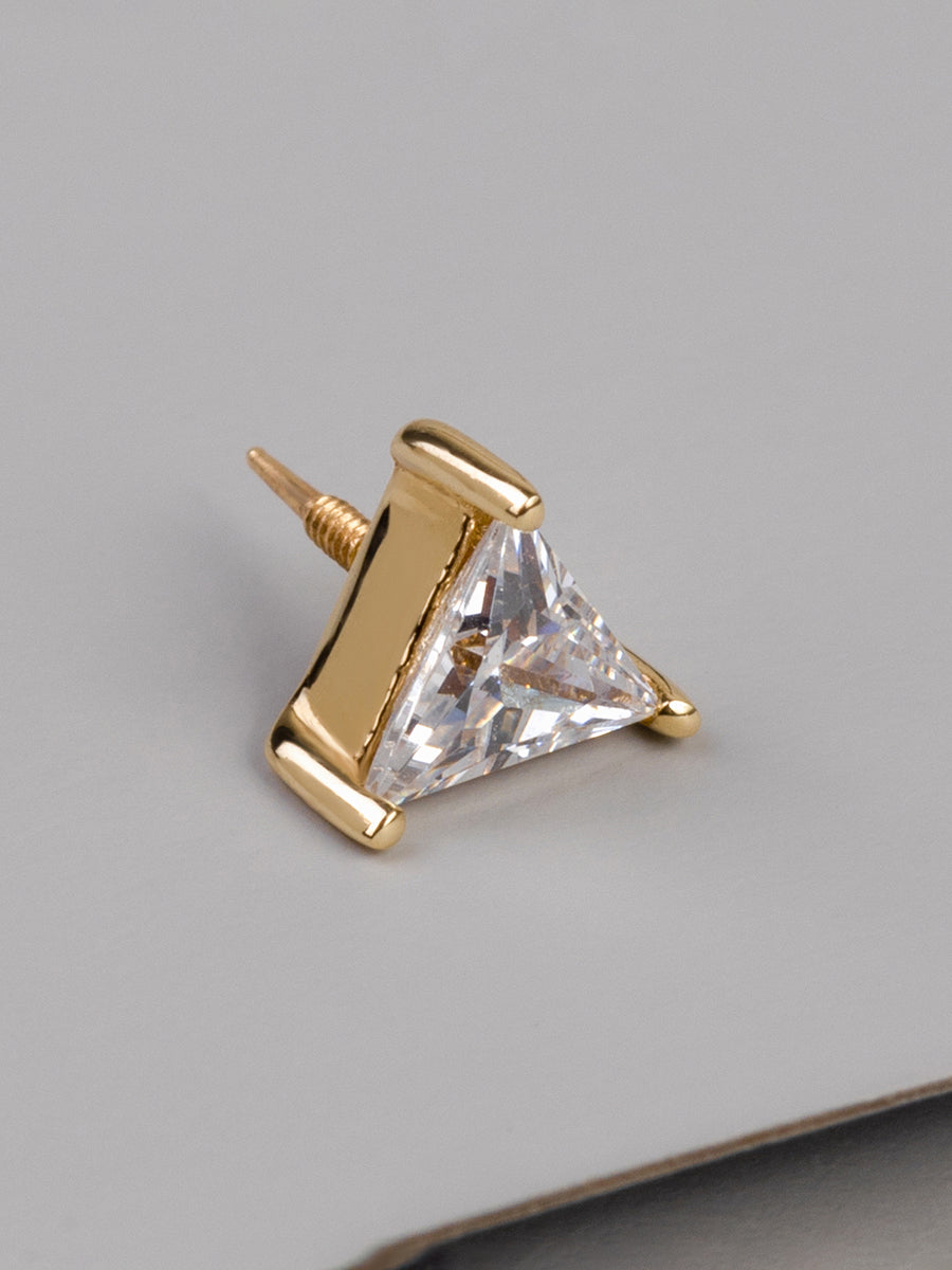 Triangle Diamante 14K Solid Gold Front Earring Stud | Wanderlust + Co