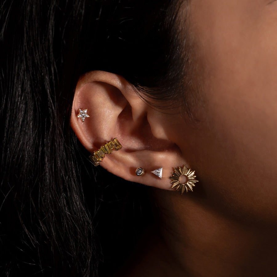 10K Gold Buttercup Stud Earrings with Diamonds - Me&Ro