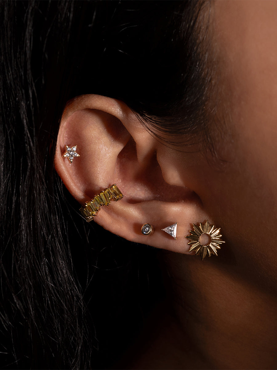 Triangle Diamante 14K Solid Gold Front Earring Stud | Wanderlust + Co