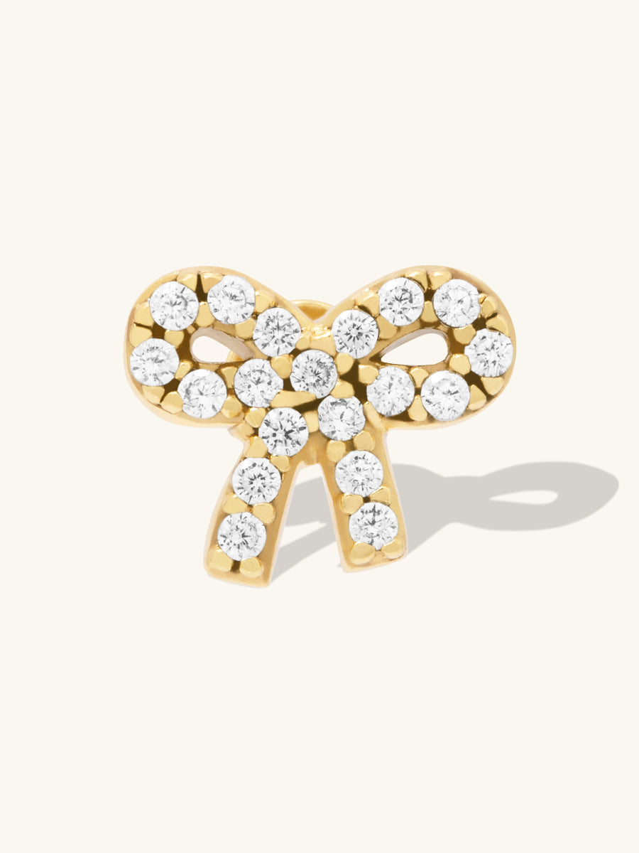 Bow Pave Gold Flat Back Earring | Wanderlust + Co