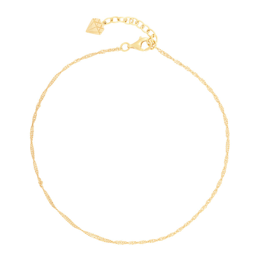 14K Gold Vermeil Twist Chain Anklet  | Wanderlust + Co 