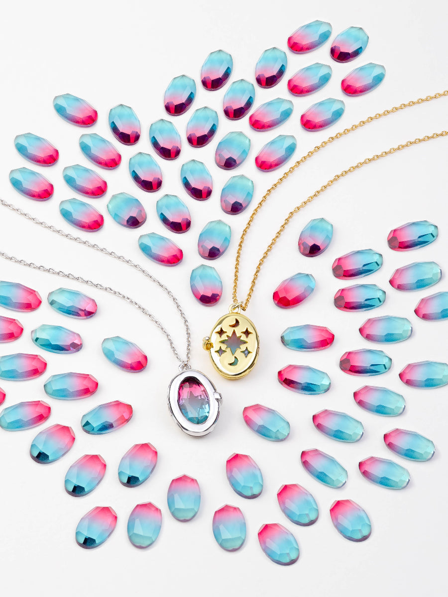 Aura Ombre Fuchsia & Turquoise Gold Locket Necklace | Wanderlust + Co