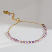 Amethyst Gemstone Gold Beaded Sliding Bracelet | Wanderlust + Co 