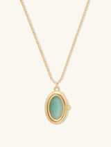 Aura Amazonite Gold Locket Necklace | Wanderlust + Co