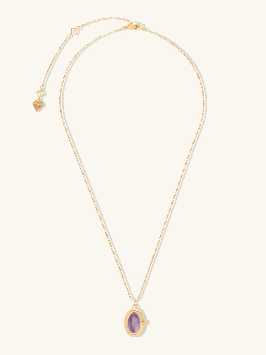 Aura Amethyst Gold Locket Necklace | Wanderlust + Co