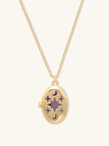 Aura Amethyst Gold Locket Necklace | Wanderlust + Co
