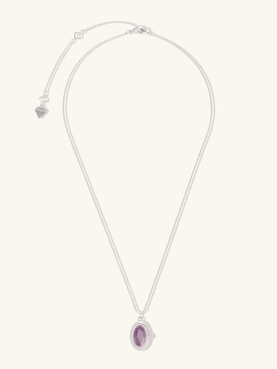 Aura Amethyst Silver Locket Necklace | Wanderlust + Co
