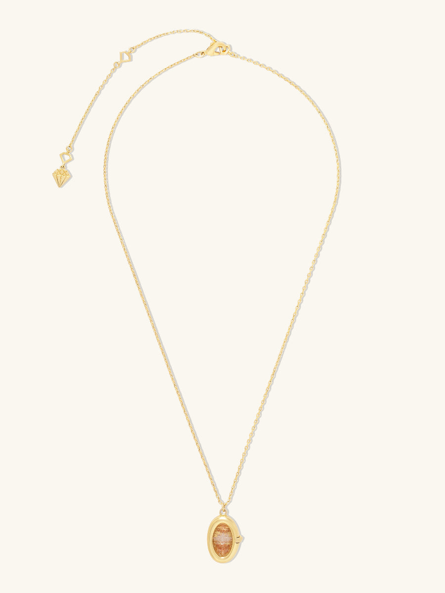 Aura Citrine Quartz Gold Locket Necklace | Wanderlust + Co