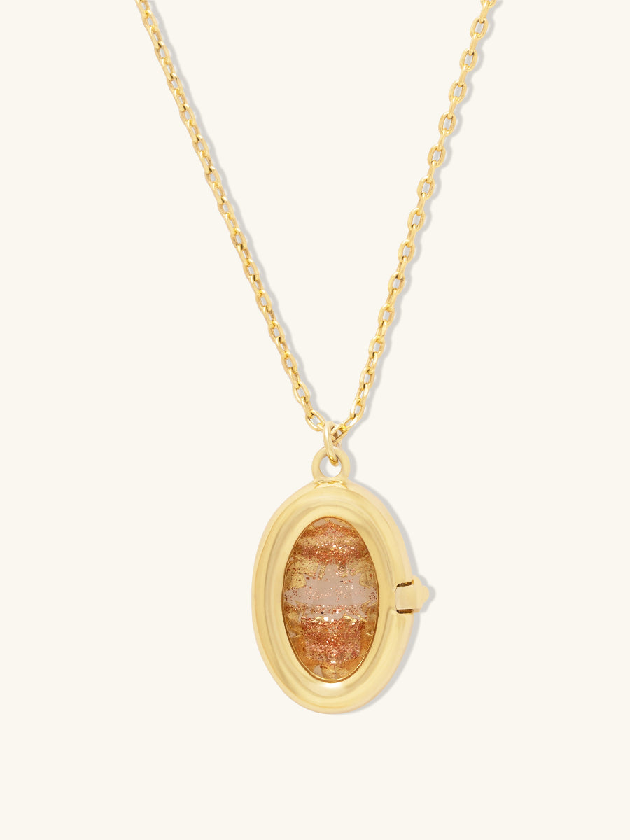 Aura Citrine Quartz Gold Locket Necklace | Wanderlust + Co