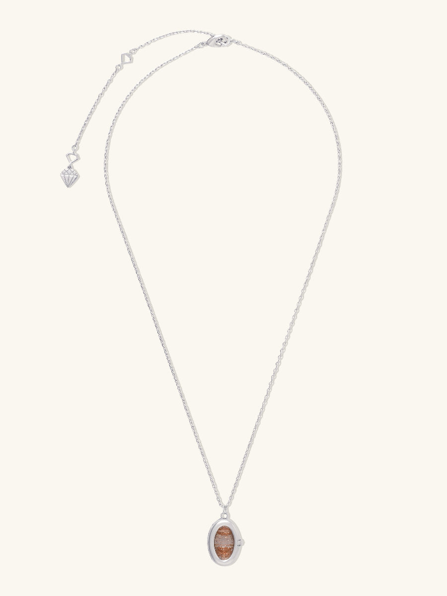 Aura Citrine Quartz Silver Locket Necklace | Wanderlust + Co