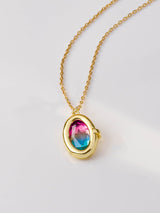Aura Ombre Fuchsia & Turquoise Gold Locket Necklace | Wanderlust + Co
